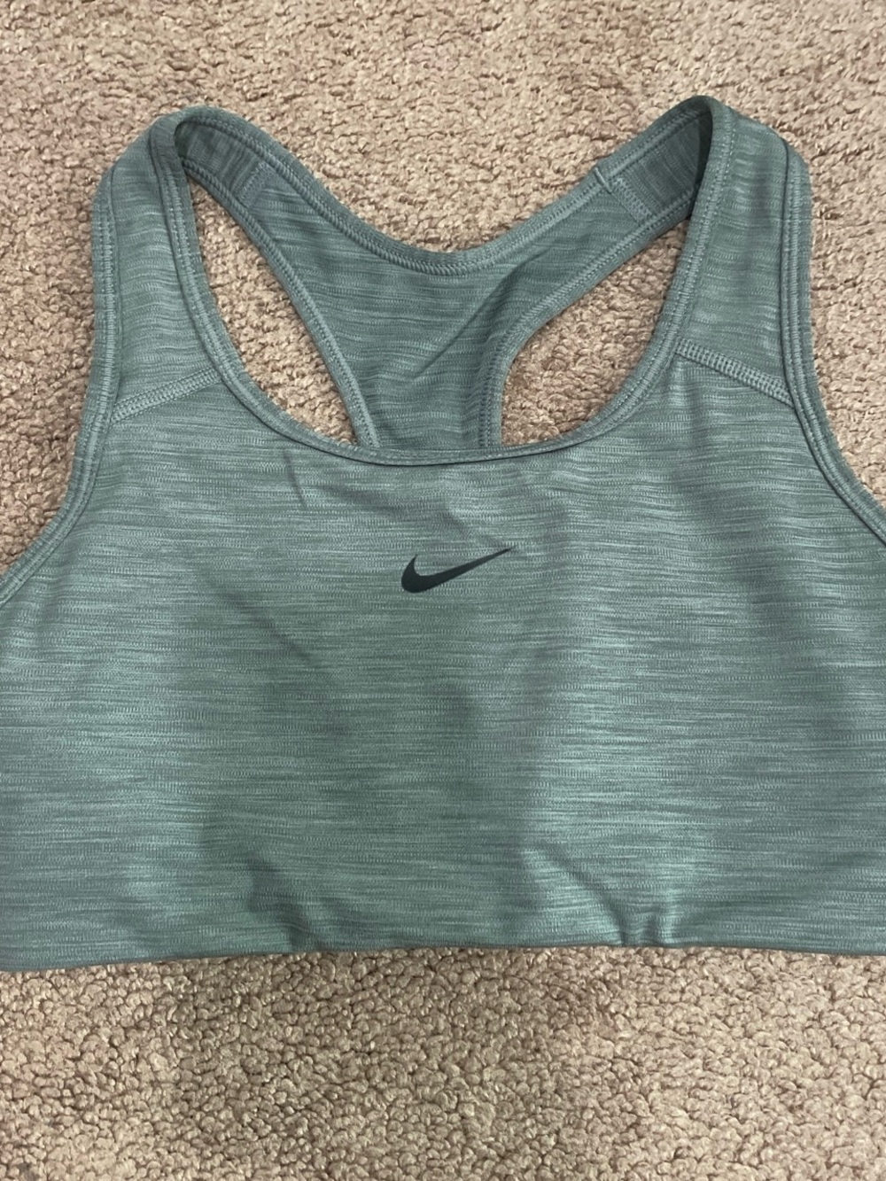 Nike Sage Green Racerback Sports Bra with Black Swoosh